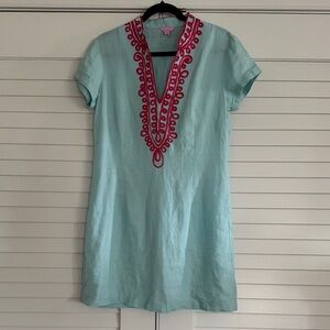 Lilly Pulitzer Light Blue Dress with Pink Embroidery